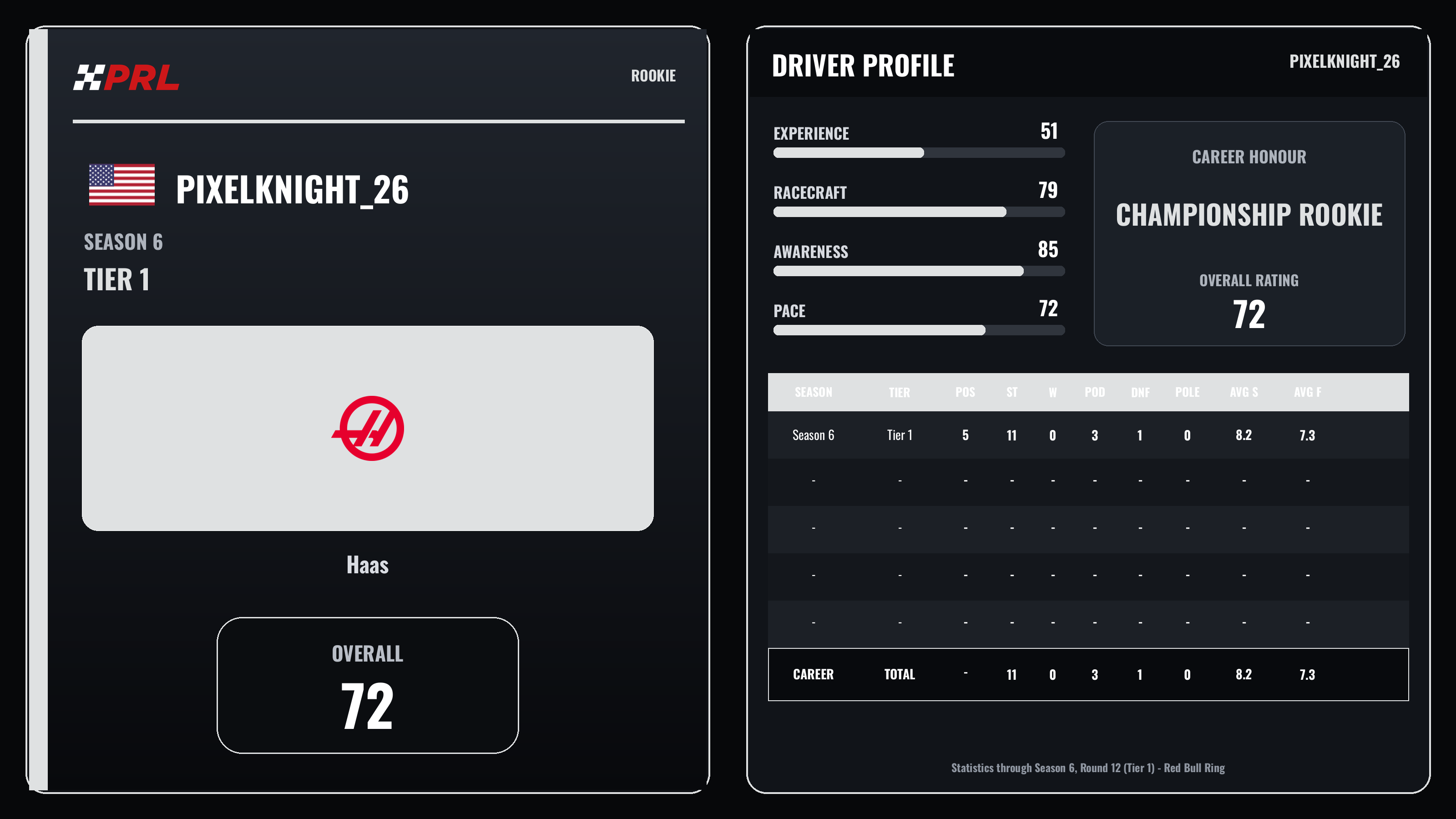 PixelKnight_26 Rookie driver card